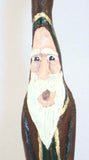 1998 Hand Carved Polychrome Painted Wooden Primitive Tall Santa Figure By Doug Shaw of Penryn, PA