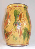 Great 1999 Greg Shooner Lead Glazed Redware Large Jar Sgraffito Tulip Decoration