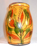 Great 1999 Greg Shooner Lead Glazed Redware Large Jar Sgraffito Tulip Decoration