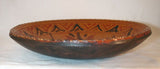 2005 Redware Deep Pie Plate Glazed and Sgraffito Decorated Primitive Tulips on Yellow by Greg Shooner