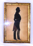 Water Color Silhouette Man Standing in Tail Coat in Gold Leaf Half Round Frame