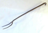 Antique Forged Wrought Iron 9 1/2" Butcher Flesh Fork with Curved Hanger