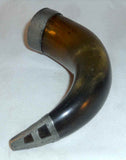 Antique Scottish Snuff Mull Bovine Horn with Pewter Hinged Lid & Reinforced Tip