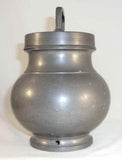 Vintage French Pewter Soup Canister Pail Pot w/ Screw-on Lid Having Top Handle