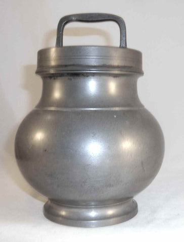 Vintage French Pewter Soup Canister Pail Pot w/ Screw-on Lid