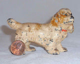 Antique Hubley Cast Iron Paperweight Painted Miniature Cocker Spaniel Dog