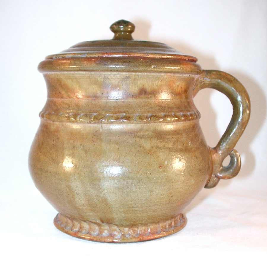 Red Lead Pot Rare 1937 Redware Lead Glazed Green Colored Large Lidded Pot with Hand ...