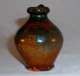 Rare 1938 Isaac Stahl Glazed Redware Miniature Handled Jug Brown & Green Colors