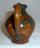 Rare 1938 Isaac Stahl Glazed Redware Miniature Handled Jug Brown & Green Colors