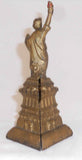 Antique Cast Iron Gold Colored Still Penny Bank Statue of Liberty By AC Williams
