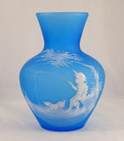Mary Gregory Style Vase Westmorland Glass by C Steeley Boy Fishing