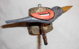 2013 Dan & Donna Strawser Wall Hanging Painted Carved Wood Perched Gray Bird