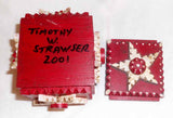 2001 Tim Strawser Carved Wood Painted Primitive Folk Art Small Sliding Lid Box