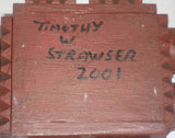 2001 Tim Strawser Tramp Art Style Wood Painted Primitive Folk Art Box Slide Lid