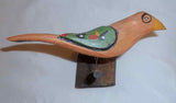 2009 Dan & Donna Strawser Wall Hanging Painted Carved Wood Perched Tan Bird