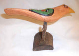 2009 Dan & Donna Strawser Wall Hanging Painted Carved Wood Perched Tan Bird