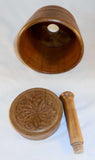 Vintage Primitive Large Size Plunger Type Butter Mold Beautiful Stylized Flower or Pinwheel Design