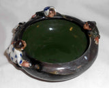 Old Japanese Sumida Gawa Signed Glazed Bowl Three Pearl Divers Looking In