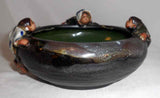 Old Japanese Sumida Gawa Signed Glazed Bowl Three Pearl Divers Looking In