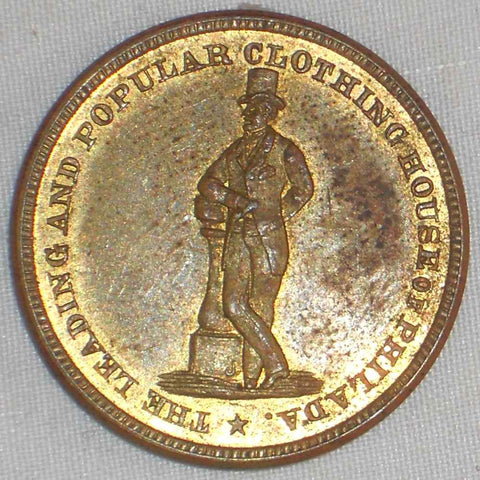1850s Merchant Brass Token A. C. Yates & CO. Clothiers
