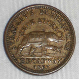 1863 Civil War Store Token Straight's Elephantine Shoe Store Card Albany NY, XF