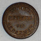 1863 Civil War Store Token White Hatter 216 Broadway NYC Fuld 630CG-1a R3 XF+/AU