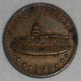 Nice 1863 Copper Patriotic Civil War Token US Capitol Army & Navy Fuld 233/312a