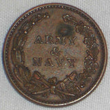 Nice 1863 Copper Patriotic Civil War Token Liberty Head Army & Navy Fuld 13/297a