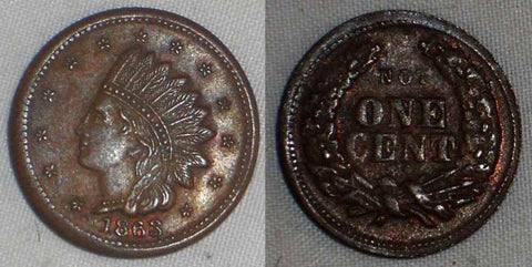 1863 Copper Patriotic Civil War Token Indian Head "NOT ONE CENT" Fuld 66/370a