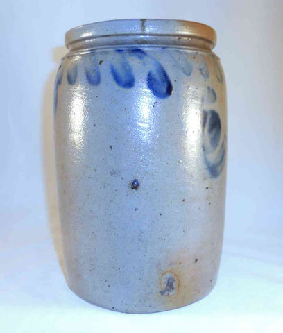 Primitive Roseville Ceramic Crock Blue Stripe - Collectible