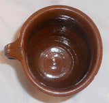 Beautiful Antique Pennsylvania Mottled Glazed Redware Honey Jar w/ Strap Handle