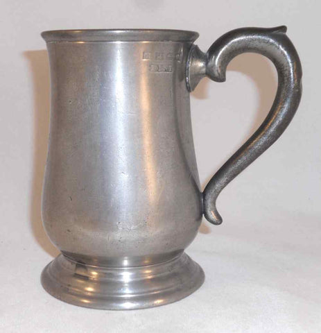 Antique 19th Century English Pewter Pint Tankard or Mug Charles Bentley London