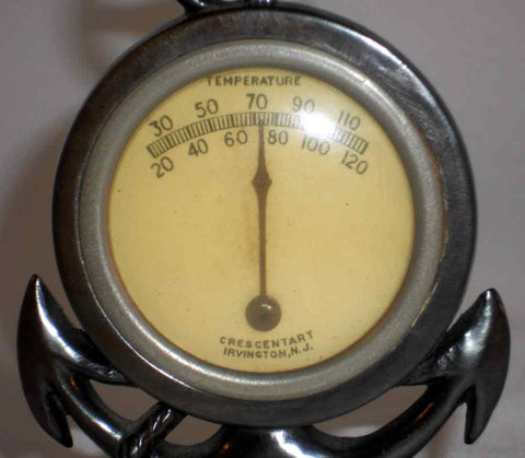 Antique Desktop Thermometer Ship's Anchor Crescent Art Novelties