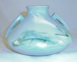 Nice 1930s Roseville Art Pottery Blue Thorn Apple Vase w/ Two Handles 808-4"