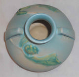 Nice 1930s Roseville Art Pottery Blue Thorn Apple Vase w/ Two Handles 808-4"