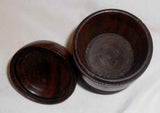 Antique Turned Walnut Wood Domed Lidded Primitive Form Saffron Box or Cup
