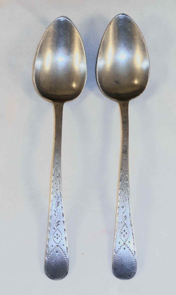 Pair of Antique Pewter Decorated Tablespoons By William Tutin & Compan ...