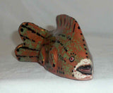 1991 Colorful Glazed Redware Folk Art Sunfish Figurine Williams Berks County PA