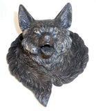 Old Unusual Metal Desktop Inkwell Wolf's Head Hinged Top Missing Glass Insert