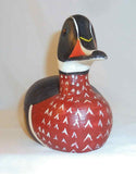 Beautiful and Colorful Wood Duck Drake Carved and Painted Wood Figurine or Decoy