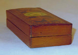 Antique Victorian English Wood 3-Compartments Stamp Box Marquetry Decoration